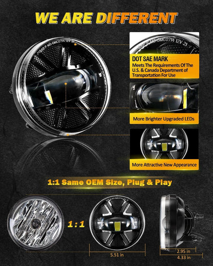 Lot de 2 48 W LED antibrouillards homologation DOT pour 2007–2013 GMC Sierra 1500 / 2007–2014 Sierra 2500HD 3500HD (noir)