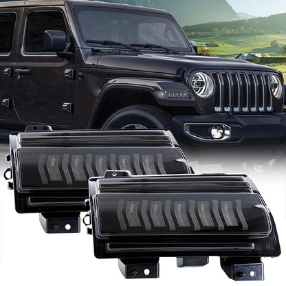 Upgraded extensions d’ailes feux, LED séquentiel clignotant clignotant avec DRL Jeep Wrangler JL Sport/Sports JT Sport/Sports