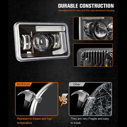 4×6″ DOT optique scellée phares LED avec DRL pour Peterbilt Kenworth Freightinger Ford Chevrolet – vue 5 – NOVADOMIO