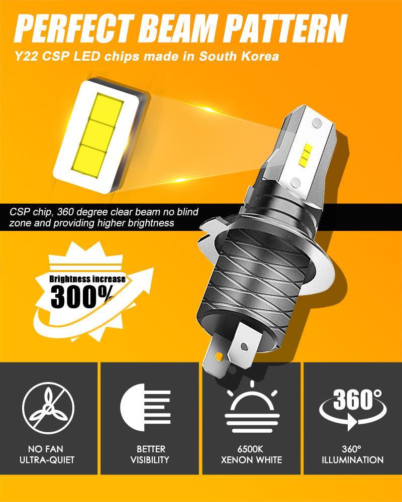 H7 Ampoules LED Z6 série sans ventilateur 300% plus lumineux 6500K lumière blanche – vue 3
