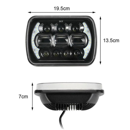 Lot de 2 65 W 7×6 LED feux de route/croisement phares avec DRL pour Toyota pick-up (noir/chromé) – vue 6 – NOVADOMIO