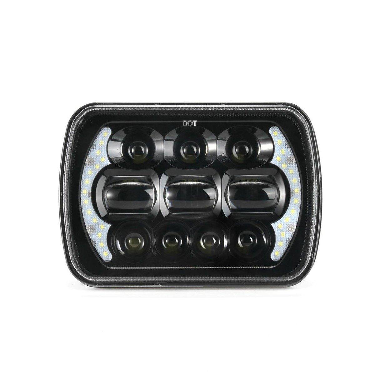 (2pcs/set) 65W 7x6 LED Hi-Lo Beam Headlights avec DRL pour Toyota Pickup Truck (noir/Chrome) – vue 3