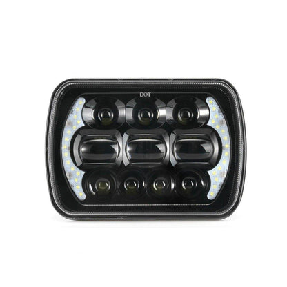Lot de 2 65 W 7×6 LED feux de route/croisement phares avec DRL pour Toyota pick-up (noir/chromé) – vue 3 – NOVADOMIO