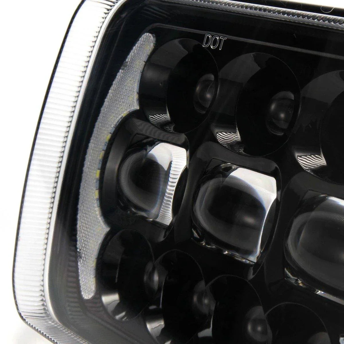 (2pcs/set) 65W 7x6 LED Hi-Lo Beam Headlights avec DRL pour Toyota Pickup Truck (noir/Chrome) – vue 5