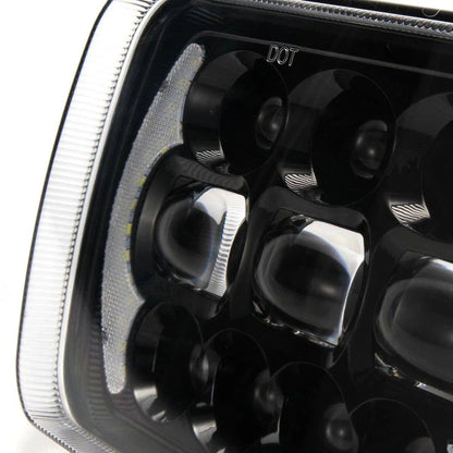 Lot de 2 65 W 7×6 LED feux de route/croisement phares avec DRL pour Toyota pick-up (noir/chromé) – vue 5 – NOVADOMIO