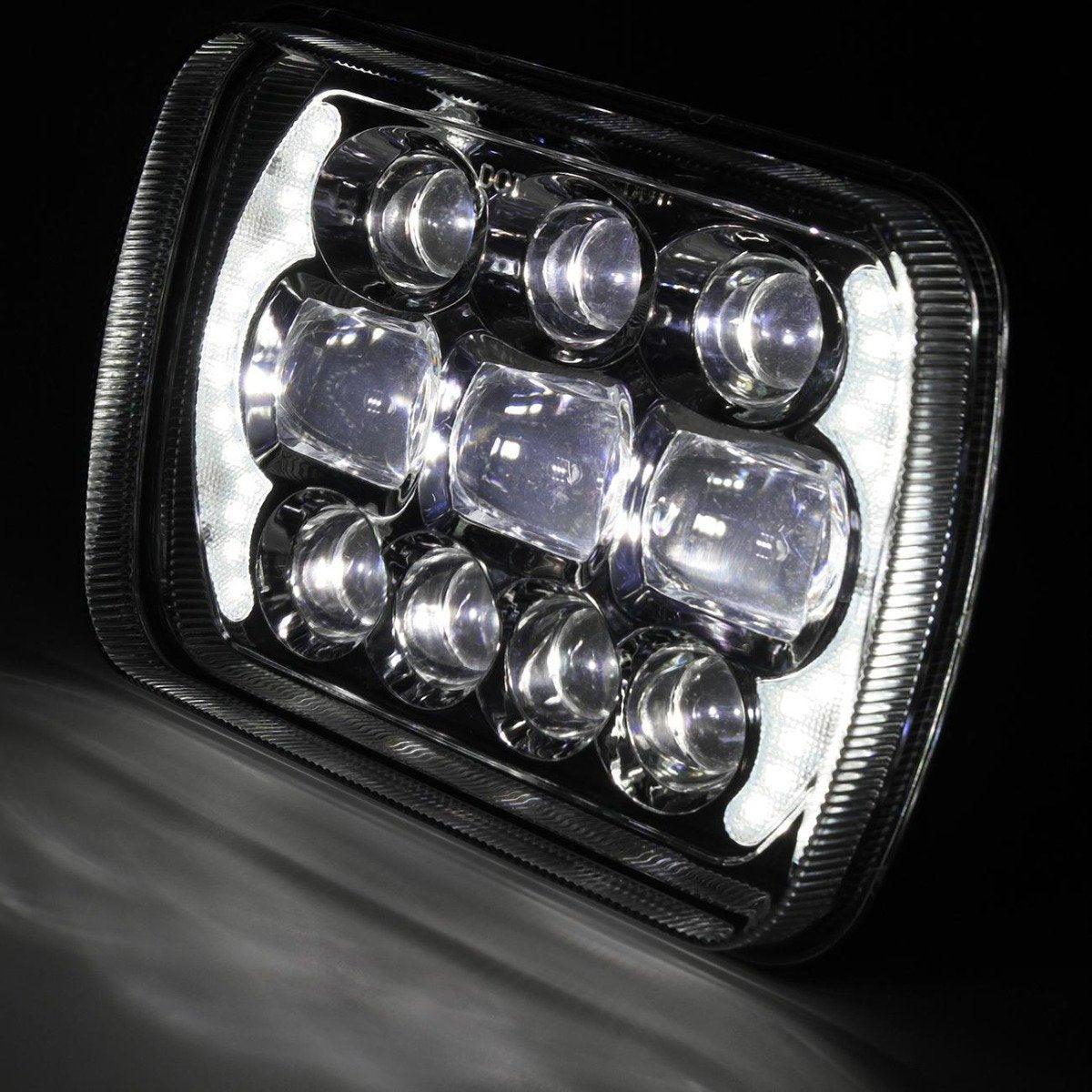 (2pcs/set) 65W 7x6 LED Hi-Lo Beam Headlights avec DRL pour Toyota Pickup Truck (noir/Chrome) – vue 8