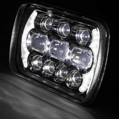 Lot de 2 65 W 7×6 LED feux de route/croisement phares avec DRL pour Toyota pick-up (noir/chromé) – vue 8 – NOVADOMIO