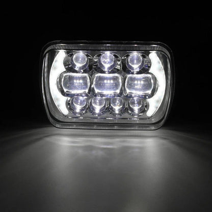 Lot de 2 65 W 7×6 LED feux de route/croisement phares avec DRL pour Toyota pick-up (noir/chromé) – vue 15 – NOVADOMIO