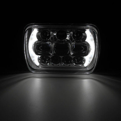 Lot de 2 65 W 7×6 LED feux de route/croisement phares avec DRL pour Toyota pick-up (noir/chromé) – vue 16 – NOVADOMIO