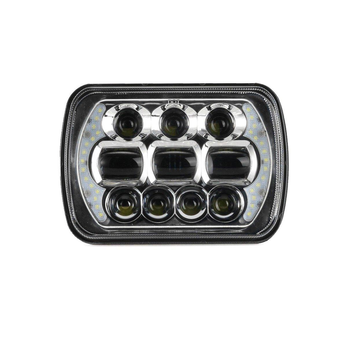 (2pcs/set) 65W 7x6 LED Hi-Lo Beam Headlights avec DRL pour Toyota Pickup Truck (noir/Chrome) – vue 2