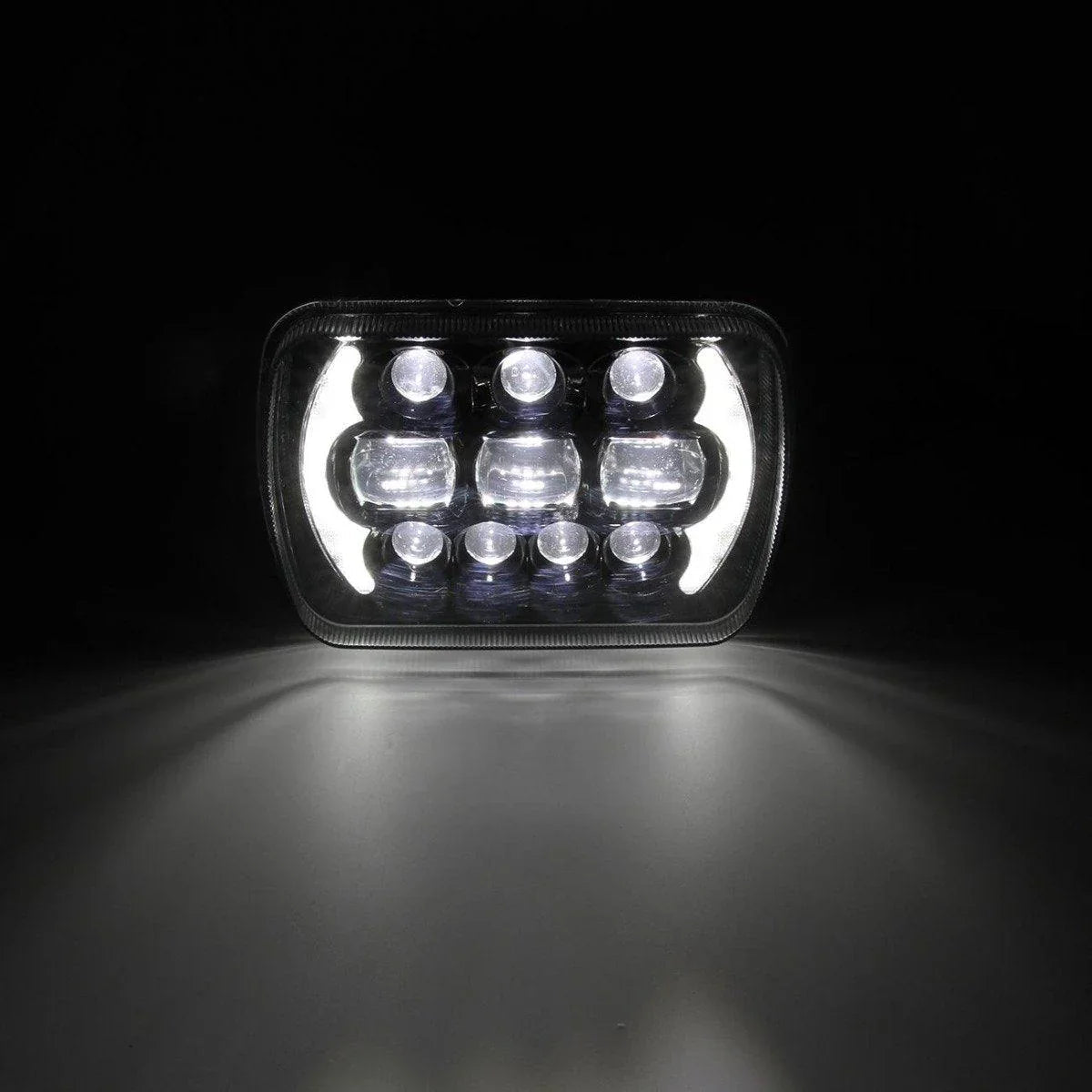 (2pcs/set) 65W 7x6 LED Hi-Lo Beam Headlights avec DRL pour Toyota Pickup Truck (noir/Chrome) – vue 9