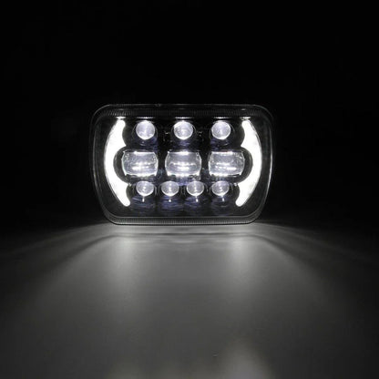 Lot de 2 65 W 7×6 LED feux de route/croisement phares avec DRL pour Toyota pick-up (noir/chromé) – vue 9 – NOVADOMIO