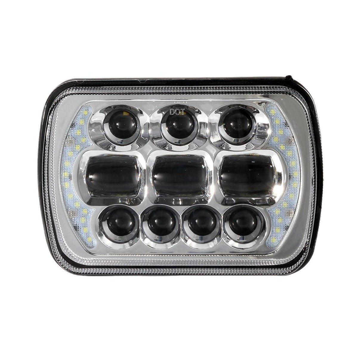(2pcs/set) 65W 7x6 LED Hi-Lo Beam Headlights avec DRL pour Toyota Pickup Truck (noir/Chrome) – vue 11
