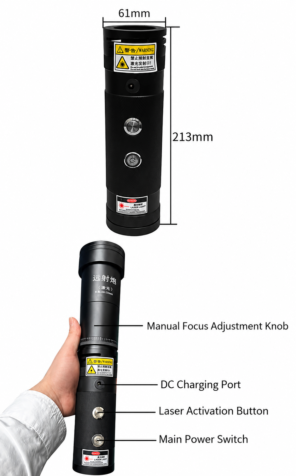 Allumeur laser professionnel 120 W avec extenseur de faisceau 50 × (ouverture 70 mm) – vue 2