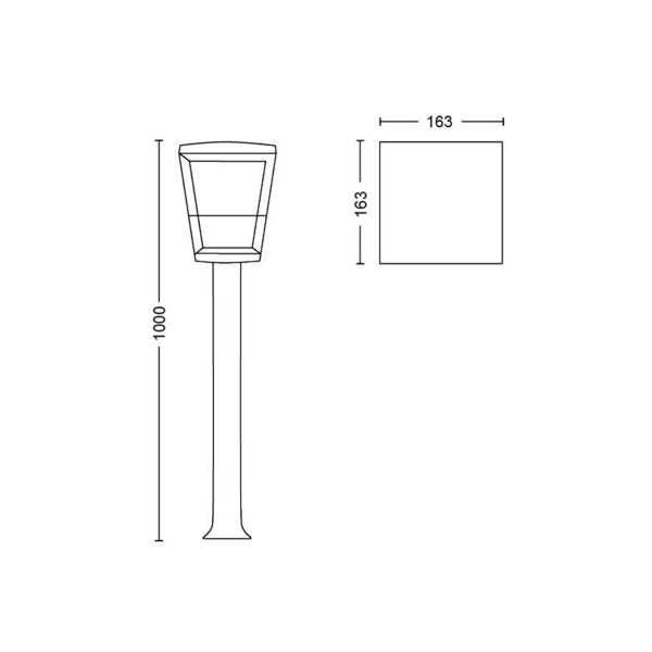 Bollard Philips Hue Impress Post WCA, 2000-6500K – vue 3