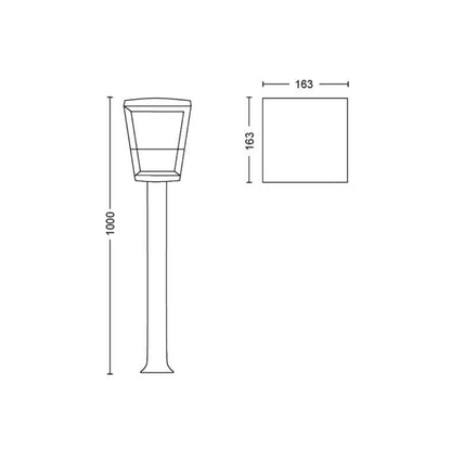 Bollard Philips Hue Impress Post WCA, 2000-6 500 K – vue 3 – NOVADOMIO