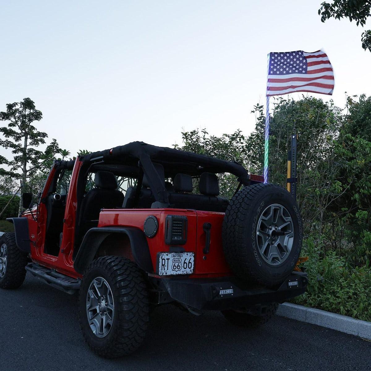3FT/4FT RGB LED Whip Light Rotating Color Changing Flag Pole avec Bluetooth Controlled – vue 11