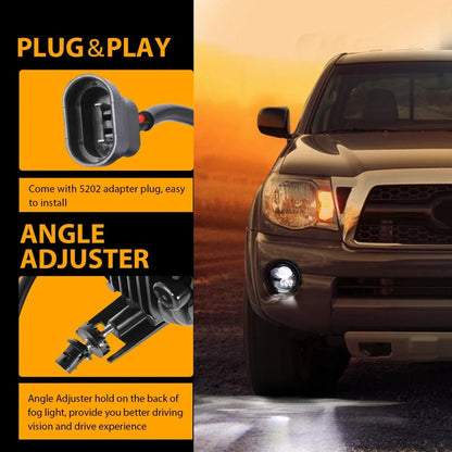 Lot de 2 27 W chromé LED antibrouillard ensemble pour Toyota Tacoma 2005–2011/ Toyota Solara 2004–2006/ Toyota Sequoia