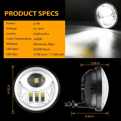 Lot de 2 27 W chromé LED antibrouillard ensemble pour Toyota Tacoma 2005–2011/ Toyota Solara 2004–2006/ Toyota Sequoia