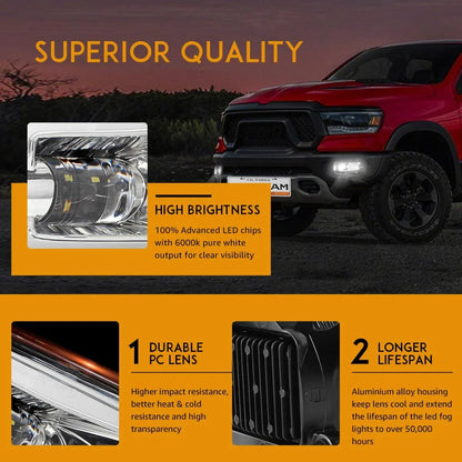 Lot de 2 36 W LED antibrouillard pour Dodge Ram 1500 2009–2012 Dodge Ram 2500/3500 2010–2018 (chromé) – vue 3 – NOVADOMIO