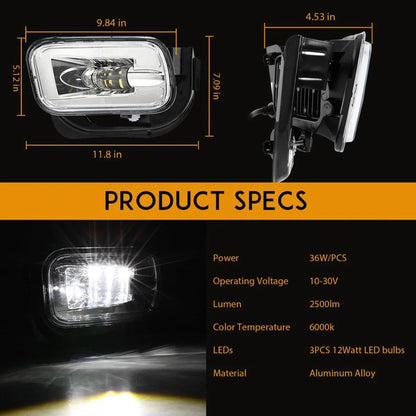 Lot de 2 36 W LED antibrouillard pour Dodge Ram 1500 2009–2012 Dodge Ram 2500/3500 2010–2018 (chromé) – vue 6 – NOVADOMIO