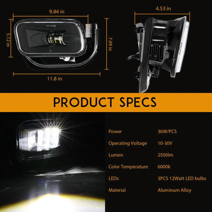 Lot de 2 36 W LED antibrouillard pour Dodge Ram 1500 2009–2012 Dodge Ram 2500/3500 2010–2018 (noir) – vue 6 – NOVADOMIO