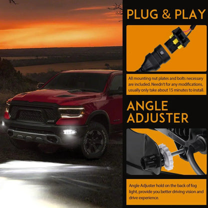 Lot de 2 36 W LED antibrouillard pour Dodge Ram 1500 2009–2012 Dodge Ram 2500/3500 2010–2018 (noir) – vue 7 – NOVADOMIO
