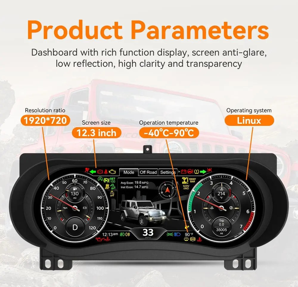 Virtual Cockpit Jeep Wrangler 2018-2023 LCD 12,3″ – NOVADOMIO