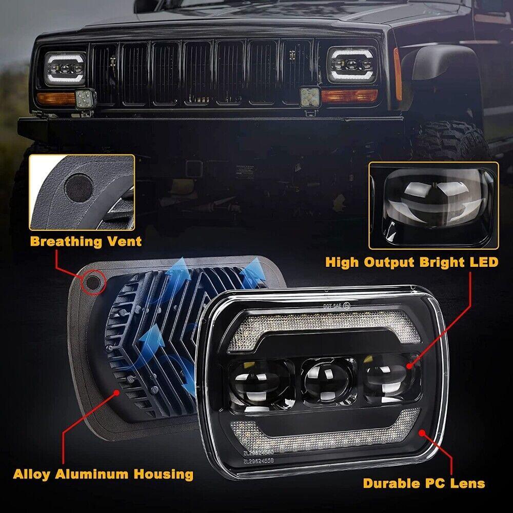 (2pcs/set) 7x6 Inch Sealed Beam LED Headlights avec Hi-Lo Beam Yellow clignotant blanc DRL Lamps – vue 5