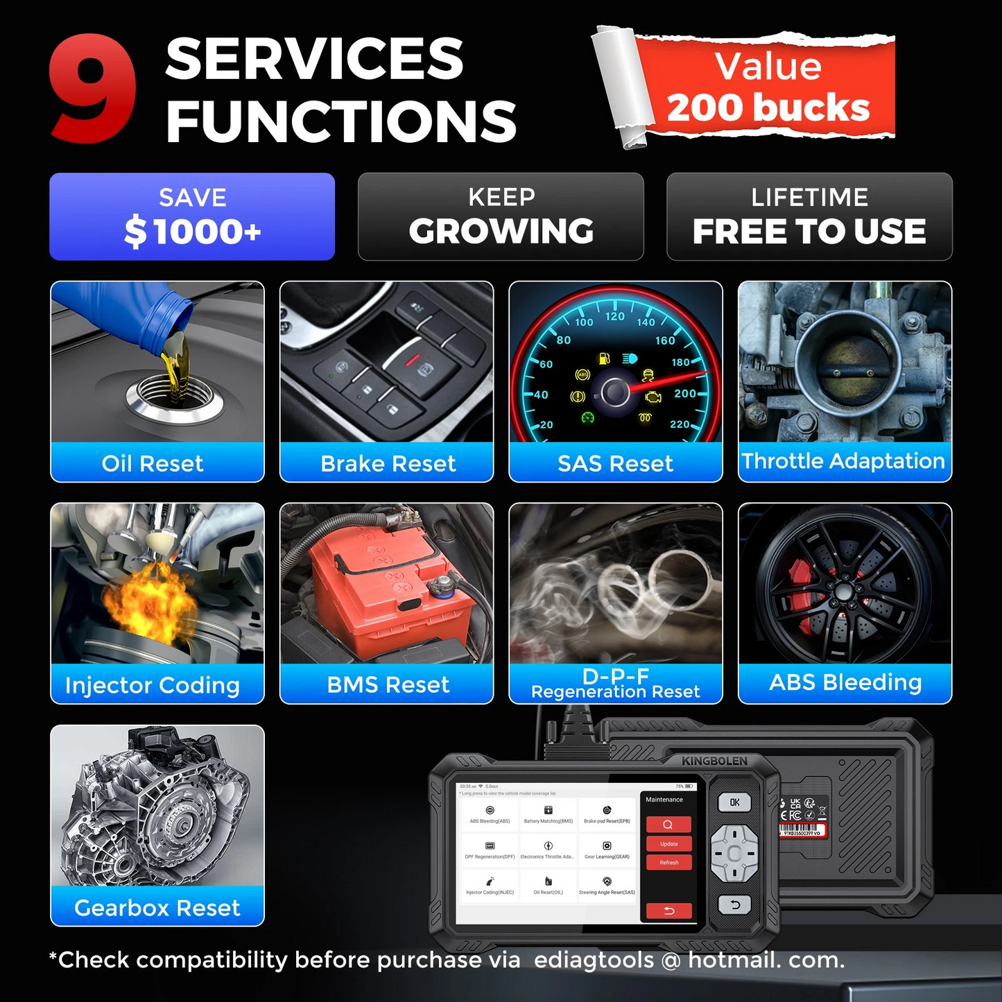 Valise diagnostic KINGBOLEN S608 – CAN FD, FCA SGW et mises à jour à vie – image produit 7 | NOVADOMIO