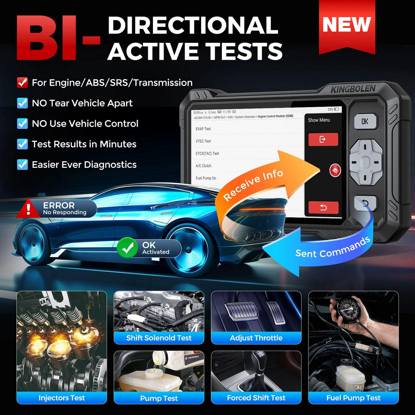 Valise diagnostic KINGBOLEN S608 – CAN FD, FCA SGW et mises à jour à vie – image produit 6 | NOVADOMIO