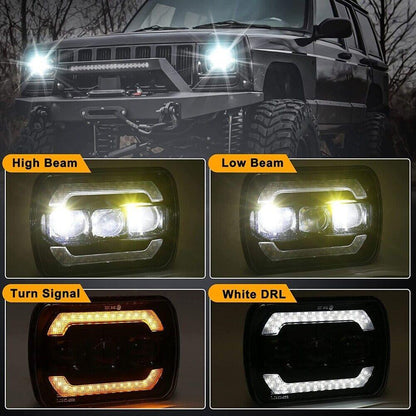 Lot de 2 7×6″ optique scellée phares LED avec feux de route/croisement jaune clignotant blanc DRL Lamps – vue 3 – NOVADOMIO