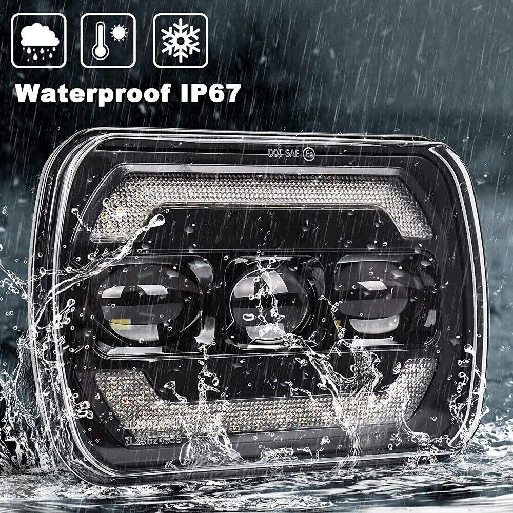 (2pcs/set) 7x6 Inch Sealed Beam LED Headlights avec Hi-Lo Beam Yellow clignotant blanc DRL Lamps – vue 4