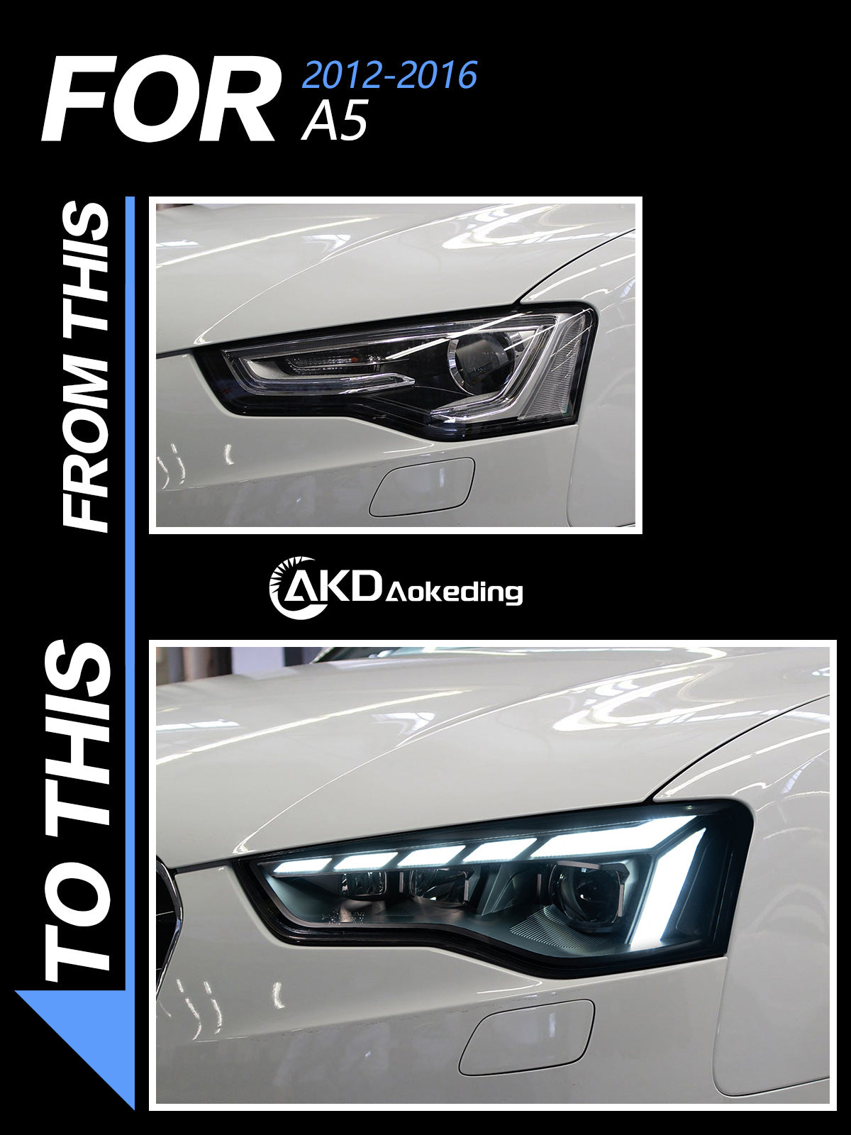Phares LED AKD Audi A5/RS5 2012–2016, paire