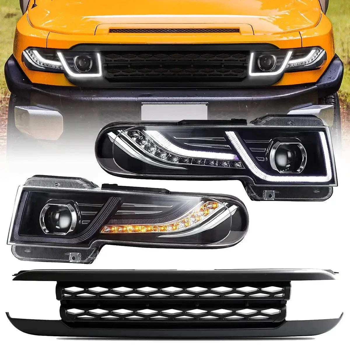 LED bloc optique avant Dual Beam Projector avec Grille pour 2007-2015 Toyota FJ Cruiser XJ10 – vue 10