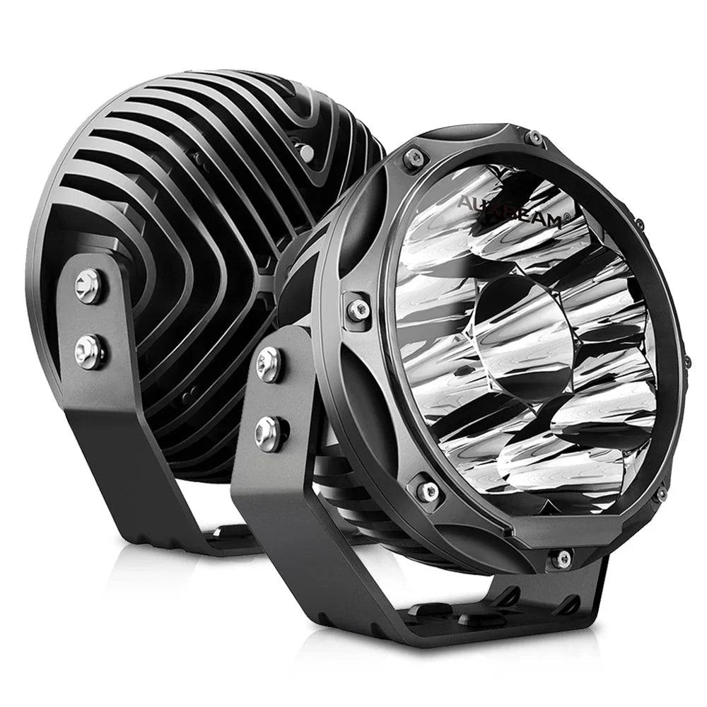 (2pcs/set) 7 Inch 90W Round faisceau longue portée Offroad LED Driving Lights w/ SAE Compliant+orange/noir Covers(Optional)…
